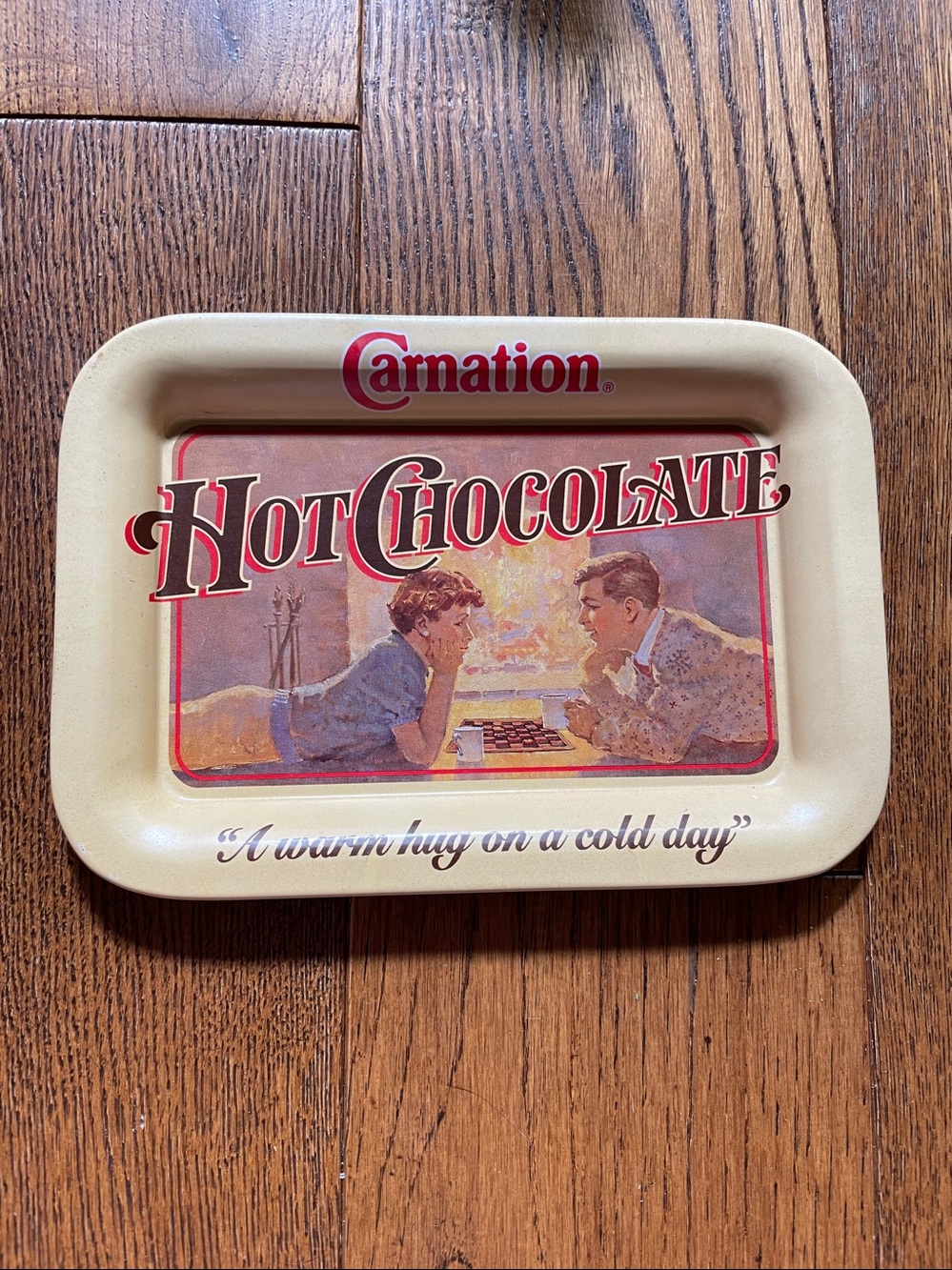 Vintage Collectible 1970 Mini Carnation Metal Serving Tray